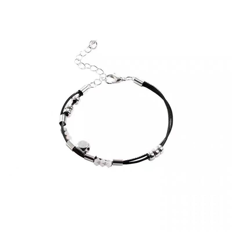 Unique Silver Geometric Square Leather Bracelet For Men And Women 2024 Summer