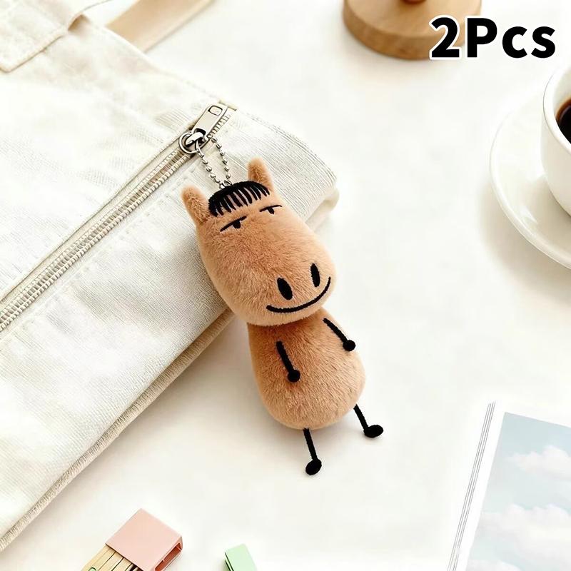 1/2Pcs Abstract Horse Plush Keychain Horse Year Mascot Keychain Cute Horse-Shaped Animal Pendant Bag Accessories  Year Gift