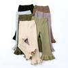 Girls Spring Autumn Stretch Cotton Ribbed Flare Pants Retro Versatile Bottoms
