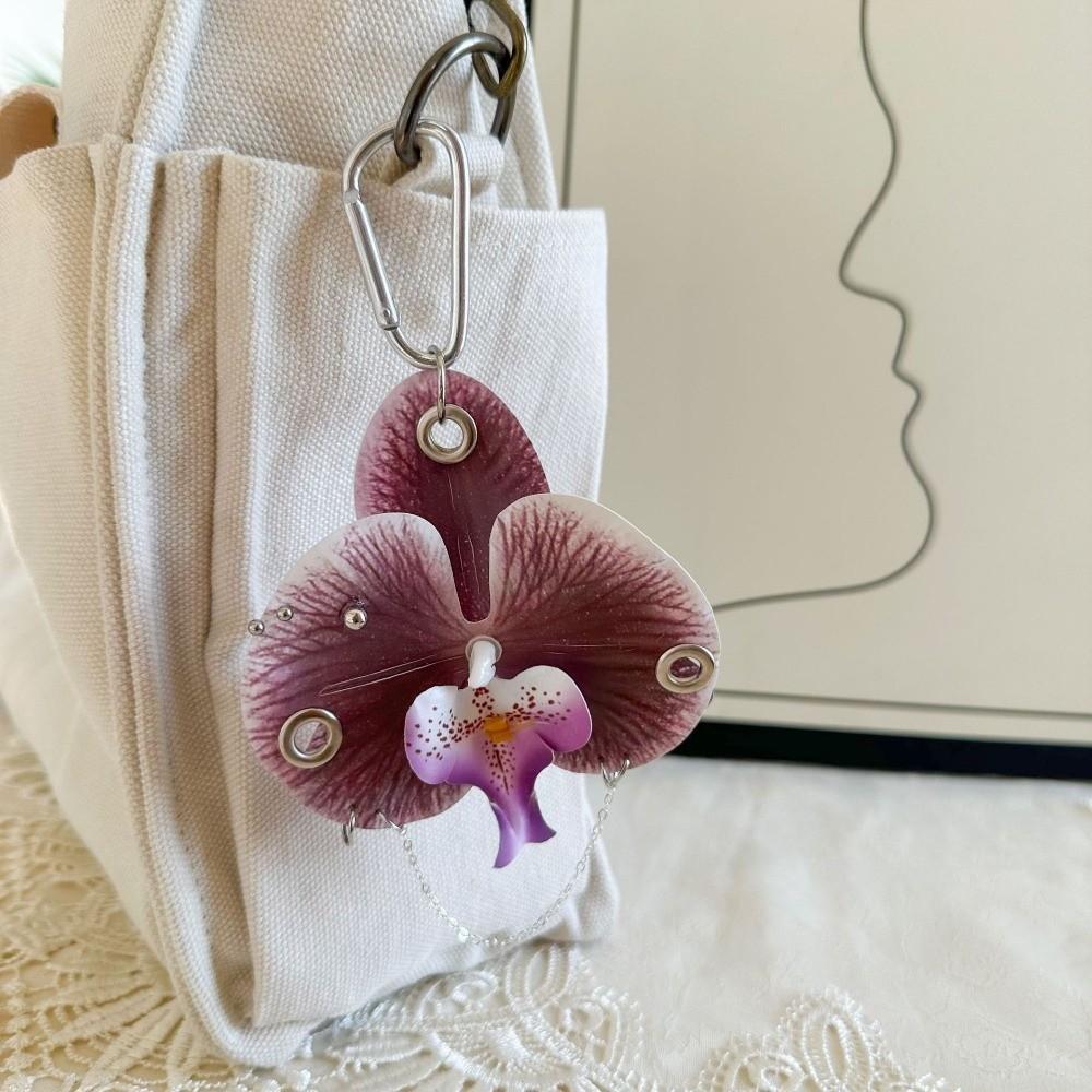 

Elegant Butterfly Orchid Key Ring Ornament Flower Bag Accessories Orchid Flower Pendant Women Style 6