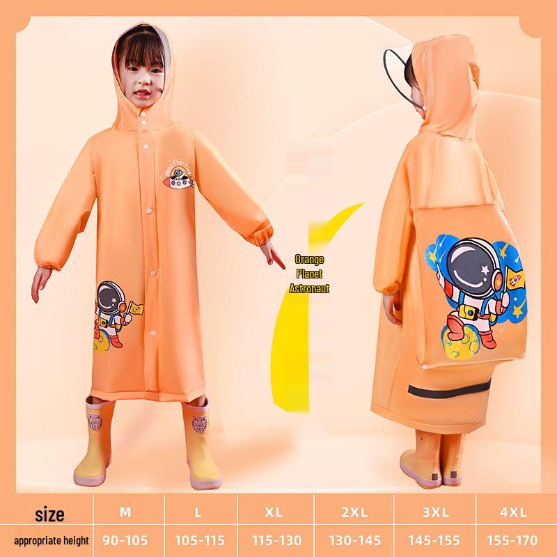 Children's Cartoon Rain Poncho with Backpack Slot for Kids