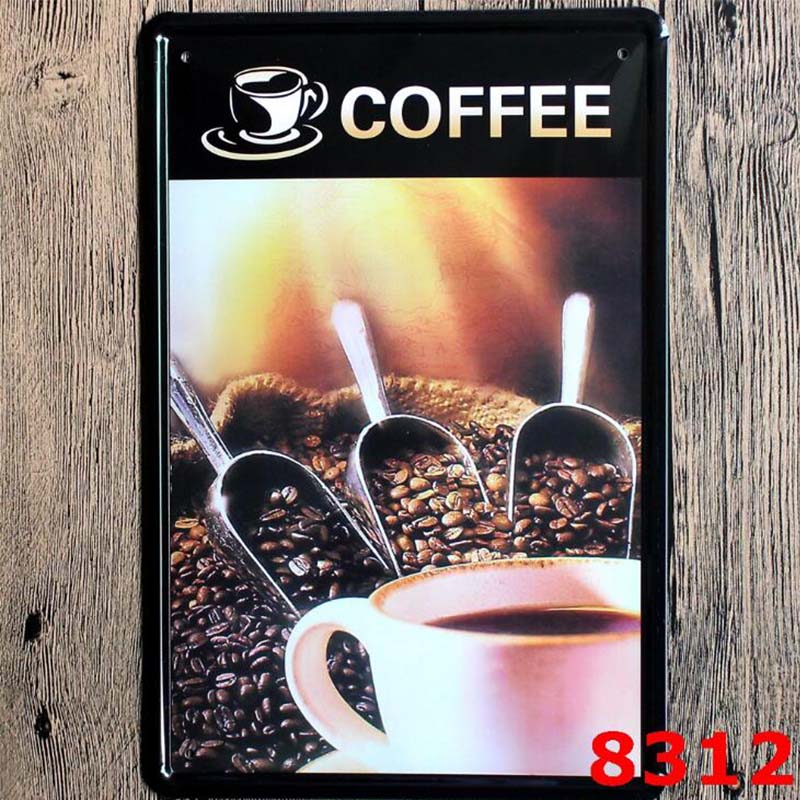 1pc Retro Metal Poster Coffee Sign Decor Plaque Vintage Tin Sign House Art License Poster Cafe Bar Metal Plates Wall Home Decor