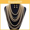 European Style Oversized Gold Beaded Necklace With Geometric Design For Women