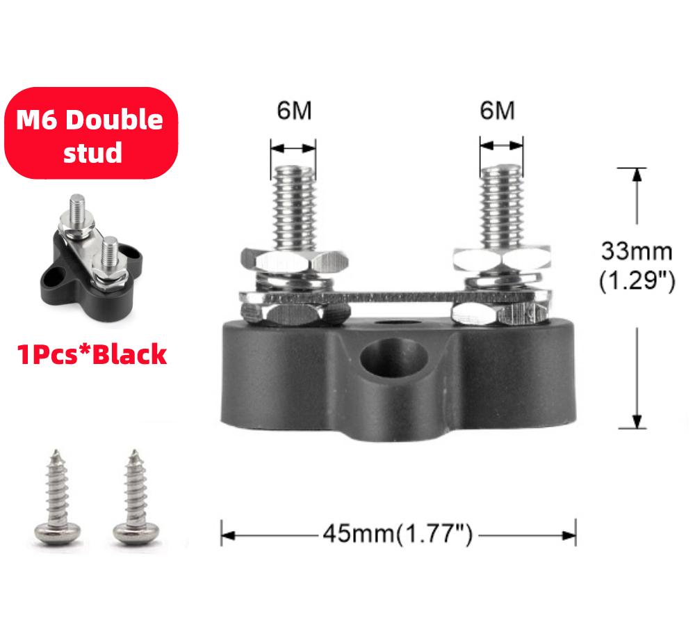 M6 M8 M10 Bus Bar 12V Terminal Block Studs BusBar 12V 5/16" 1/4" Negative Heavy Duty Power Distribution Stud for Truck RV Boat