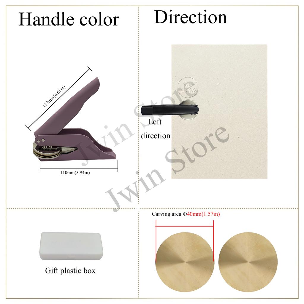 Customize Embossing Stamp with Your Logo Monogram Embosser Seal for Wedding Invitation DIY Craft 40mm Diameter