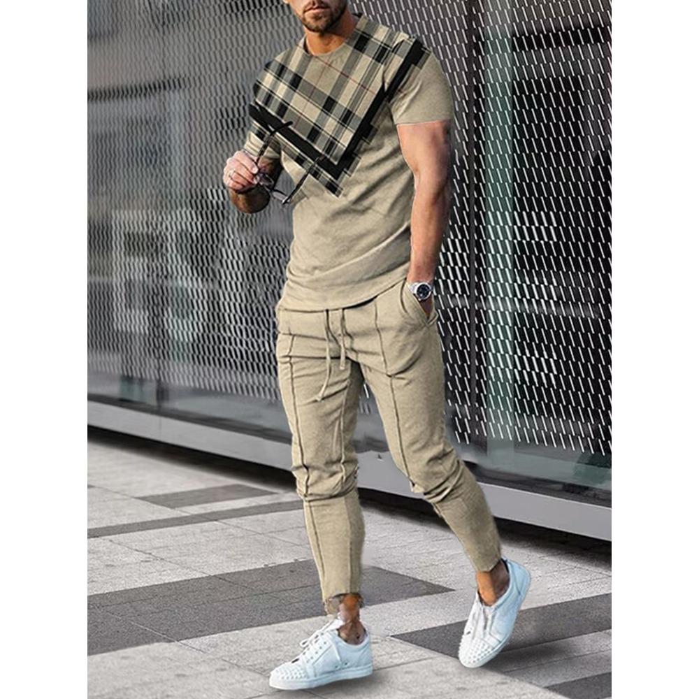 Men's Warm T-shirts And Pants Sets Outdoor Sports Training  Street Style Fashionable Pants
