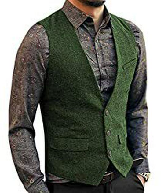 Męska dopasowana kamizelka casualowa jednorzędowa - Idealna dla Pana Młodego i drużbów