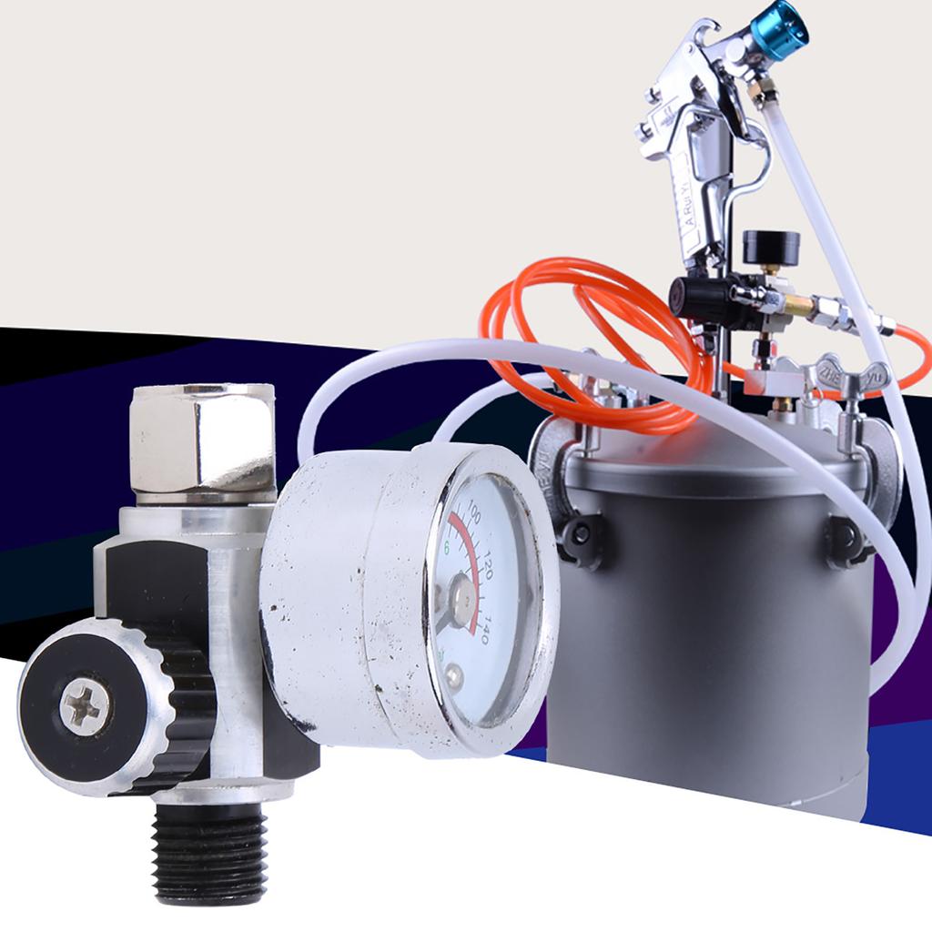 Air Pressure Regulator 0 10bar 0 140psi Aluminum Alloy Valve 1 4inBSPP Inlet Outlet ConnectorSilver