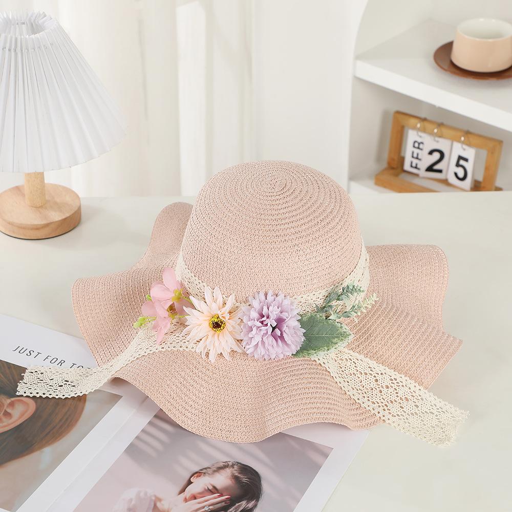 Early spring new beach travel sunscreen hat fashionable flower summer UV protection sunshade straw hat