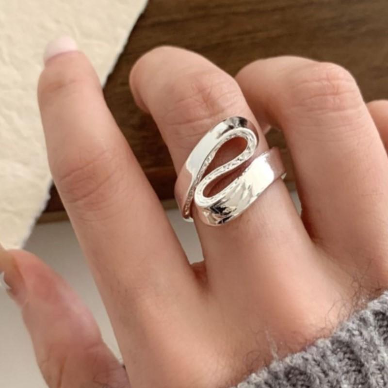 VENTFILLE 925 Sterling Silver Geometry Line Ring for Women Hollow Out Design Fashion Versatile Minimalism Jewelry Gift Dropship