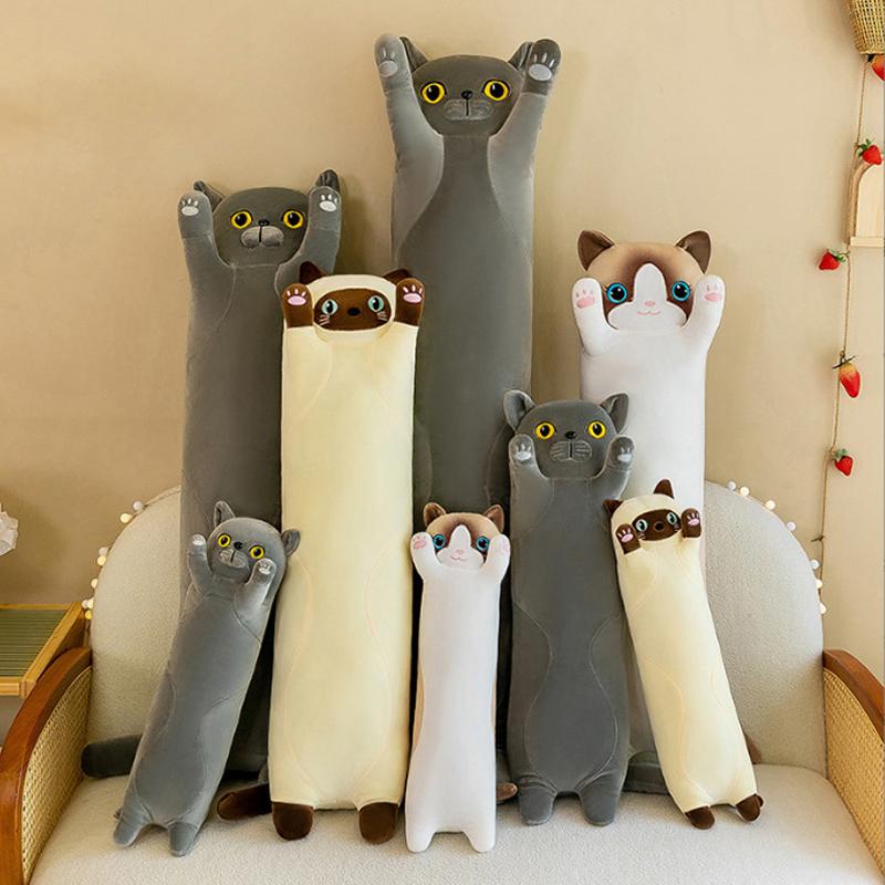 Cuscino Giocattolo a Forma di Gatto Peluche Lungo Per Dormire Con le Zampe Rientrate Per Compagnia Giocattolo da Compagnia Cuscino Regalo Per Notti in Bianco
