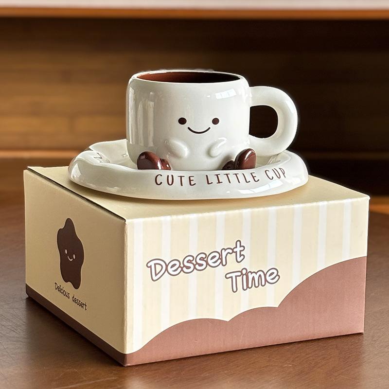 Small Feet High-Value Cup Cute Milk Cup Ceramic Water Cup Mug Office Coffee Cup With Saucer