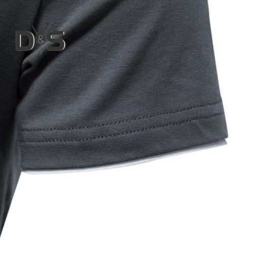 Top de vară pentru bărbați, cu decolteu în V, mâneci scurte, de culoare solidă, pulover moale, respirabil, elastic, fals, din două piese, de dimensiuni mari, tricou casual de lungime medie