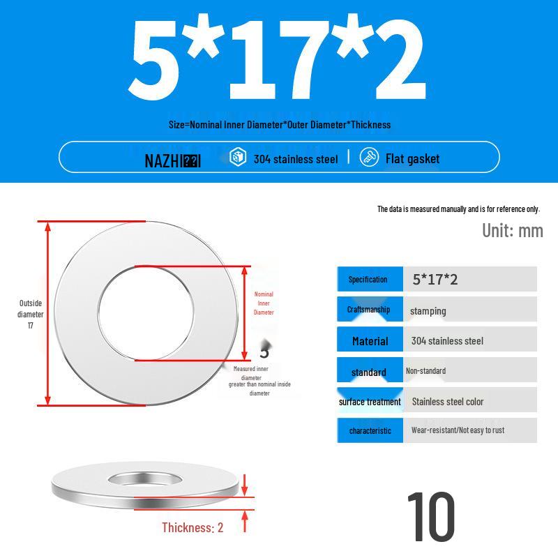 Thickened 304 Stainless Steel Flat Washer Spacer (M4-M8)