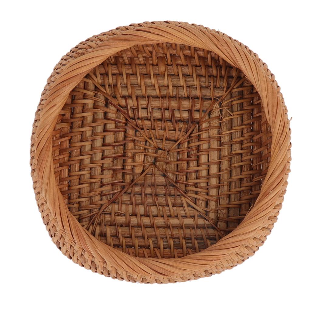 Rattan Storage Basket Hand Woven Simple Exquisite Rattan Organizer Storage Basket for Tea Sets