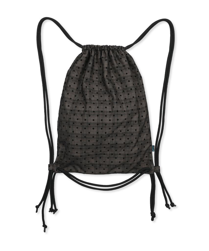 Glack Gzb001 Dot Pattern Check String Bag (Black)