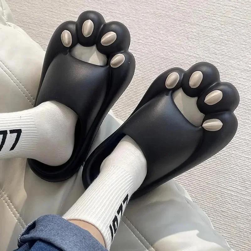 Fashion Fashion Couple Slippers Lightweight EVA Soft Sole Slipper Women Cute Cat Paw Claw Slippers Comfort Home Couple Slides Flip Flops
