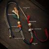 Luxury Tibetan Handmade Dzi Bead Pendant Necklace with Adjustable Cotton Rope