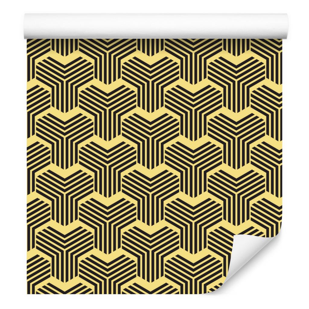 Wallpaper Geometric Pattern Yellow and Ochre for Living Room and Bedroom 50x1000