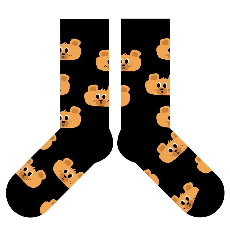 

Happy Oval Face Bear Short Socks, Fine Combed Cotton Socks, Cute Cartoon Socks, Fashionable Socks, Fall/Winter Socks 1 pair