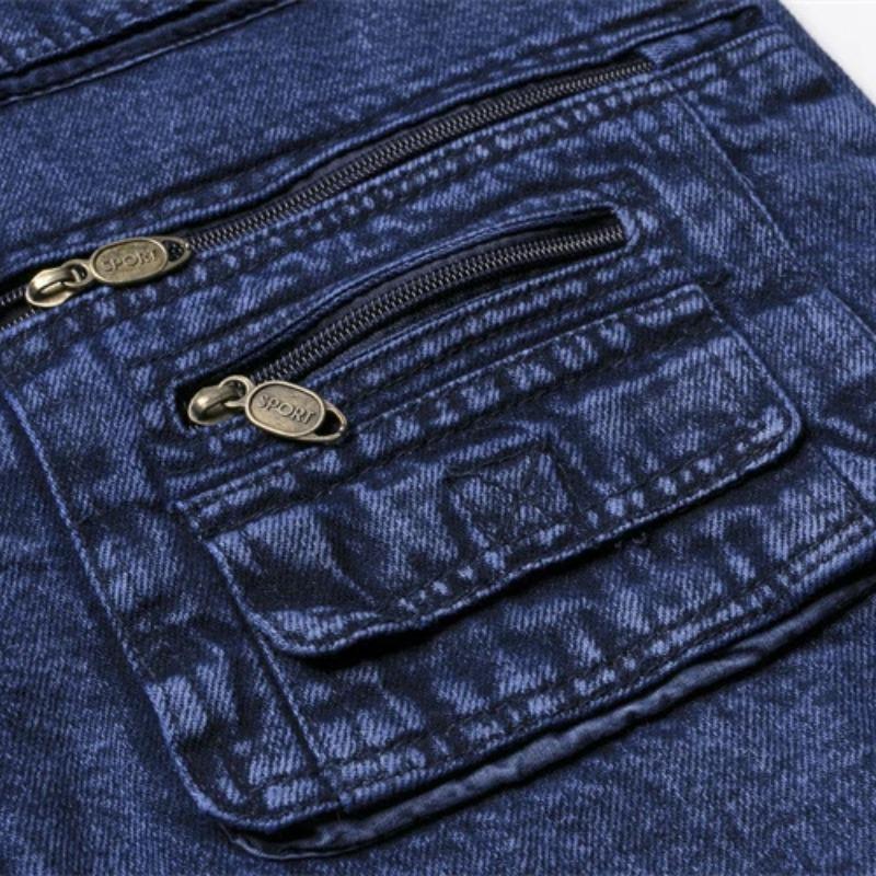 Spring and Autumn New Men's Denim Vest Multi-Pocket Work Clothes Versatile Casual Tops