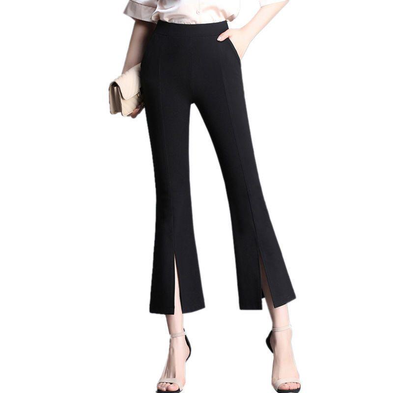 High-Waist Micro-Flare Pants - Women's Korean Style, Spring/Summer New Arrival, Versatile and Fashionable with Slit Detail.