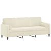 VidaXL Canapé 3 places avec oreillers décoratifs crème 180 cm velours, canapé, canapé de salon, canapé 3 places en velours, 3200899