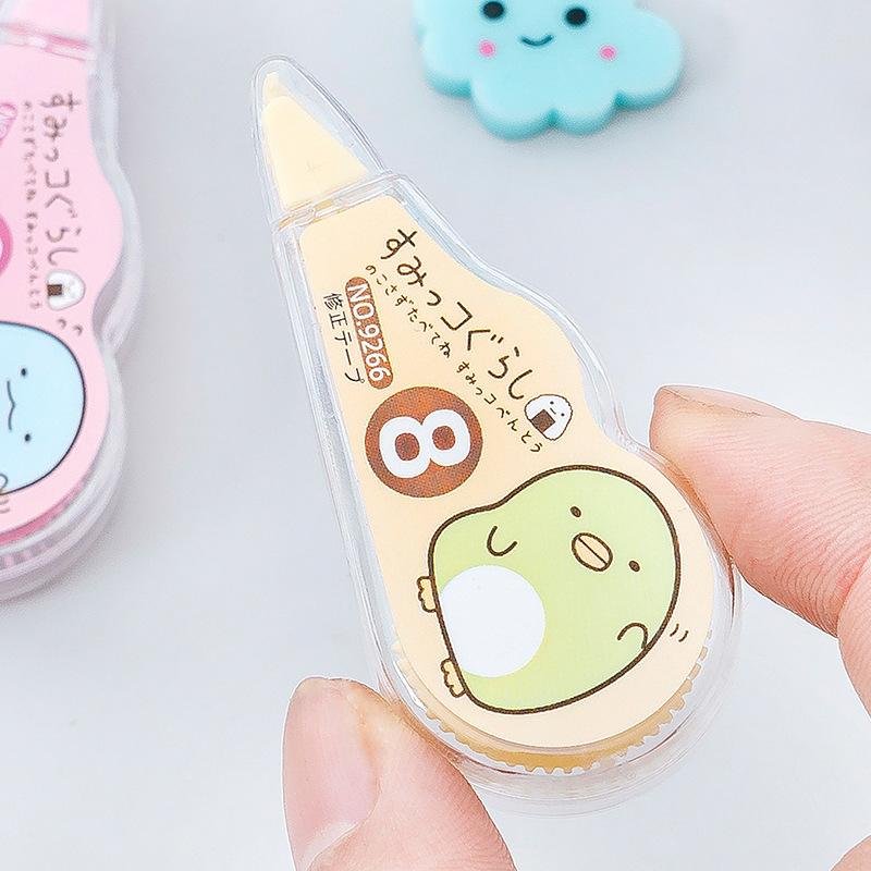 4 Peças Kawaii Sumikko Gurashi Corretivo White Out Fita Corretiva Brinde Promocional Papelaria Material Escolar de Escritório