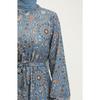 Patterned Belted Dress 0364-01 Indigo
