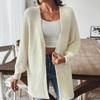 Women Casual Long Sleeve V Neck Solid Open Front Faux Mink Knit Cardigan Sweater Outerwear