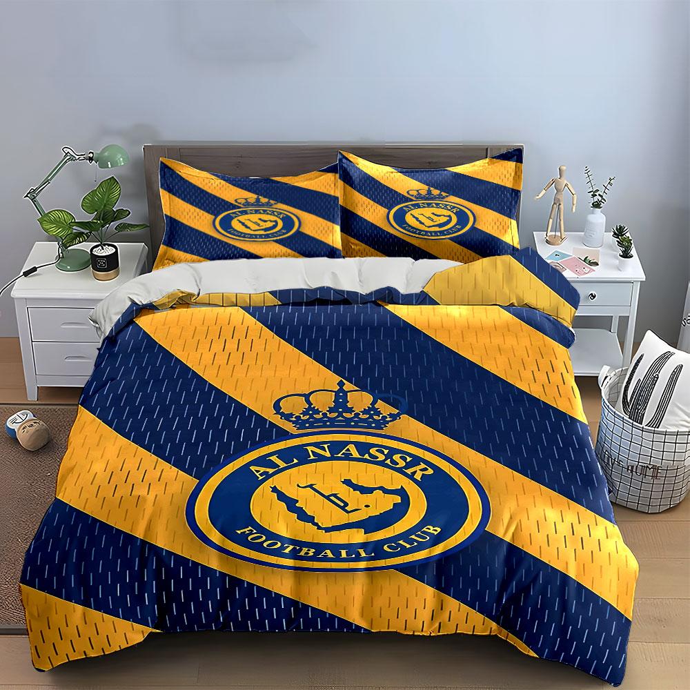 Al Nassr Fußballverein Bettwäsche-Set Bettwäsche Bettbezug-Set Bettbezug Kissenbezüge (1 * Bettbezug 2 * Kissenbezüge, ohne Bettdecke)