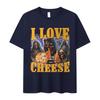 Vtipné I Love Cheese Kostra Meme Grafické Tričko Pánské Vintage Oversized Trička s Krátkým Rukávem Módní Vysoce Kvalitní Bavlněné Tričko