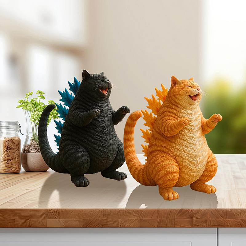 Monster Cat Figurine Cute Cat Roar Figurine Novelty Funny Monster Cat Figurine Home Office Desk Decor Gift For Fans Cat Lovers