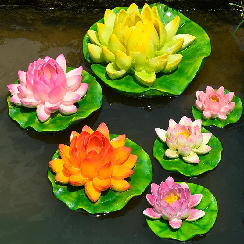 Resin Floating Frog Turtle Fish Pond Flowing Water Fountain Water Surface Lotus Flower Decoration Resin Crafts Floating Crafts