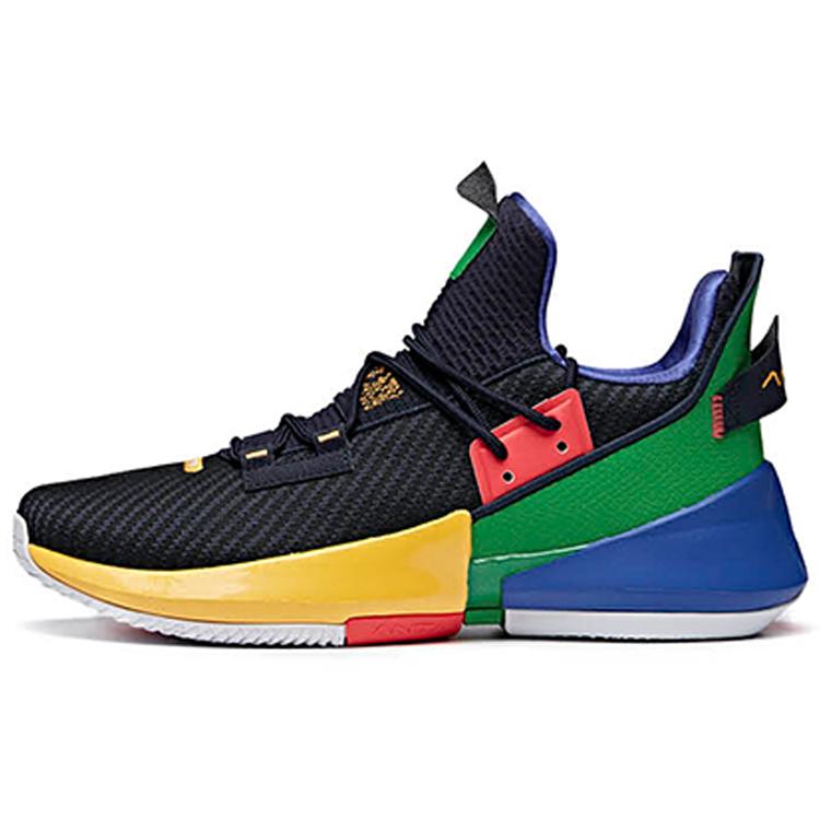 

ANTA Airspace 2 Basketball Shoes Men Low Top Dark Blue Black/Eye Catching Green/Fluorescent Mango Orange 44.5