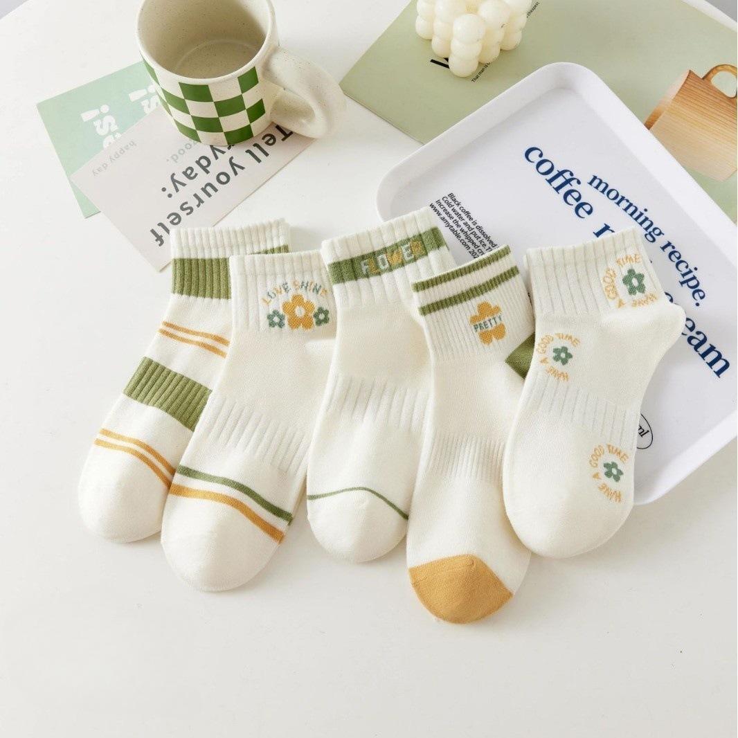 

5 пар коротких носков. Милые женские чулки. Мягкие, дышащие и удобные носки. 5 pairs