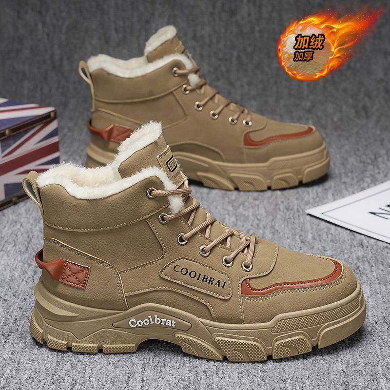 

2025 winter velvet Martin boots men s shoes thickened warm cotton shoes high-top tooling shoes non-slip short boots labor insurance shoes men 39