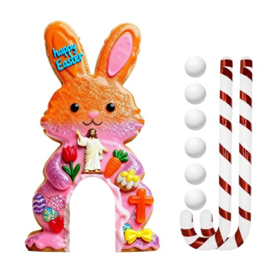 Paskalya Golf Oyunu Seti Mini Tavşan Golf Sahası Şeker Kamışı Sopası ve Toplarıyla Çocuklar Yetişkinler İçin Eğlenceli İç Mekan Dış Mekan Parti Oyunu Aile Toplantı Odası Dekorasyonu