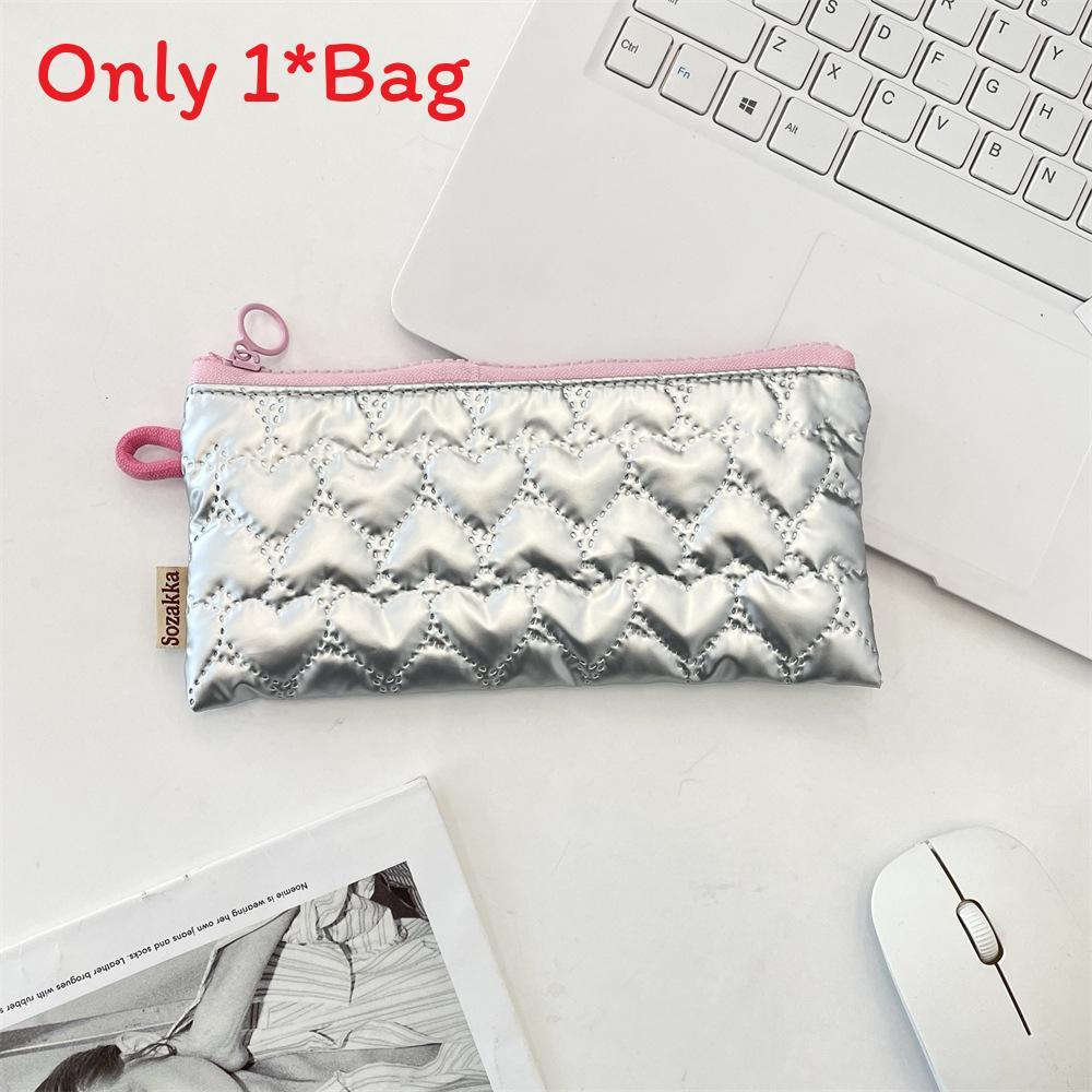 Classic Bowknot Pu Pencil Case With Zipper Closure For Students And Girls