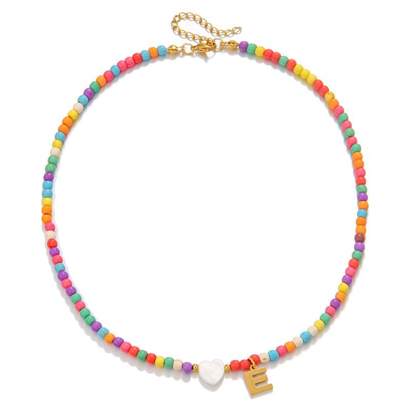 2026 New Colorful Beaded Initial Letter Necklaces for Girls Women Handmade Beads Choker Bohemian Necklace Jewelry Gift Wholesale