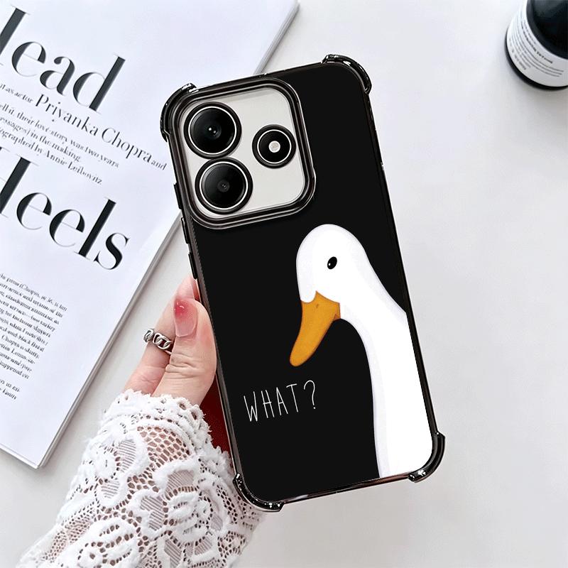Funny Cartoon Goose Game Plating Phone Case For Xiaomi Redmi Note 14 15 Pro Plus 13 12 11 11S 11T 10 9S 9 5G Anti-Fall Airabag C