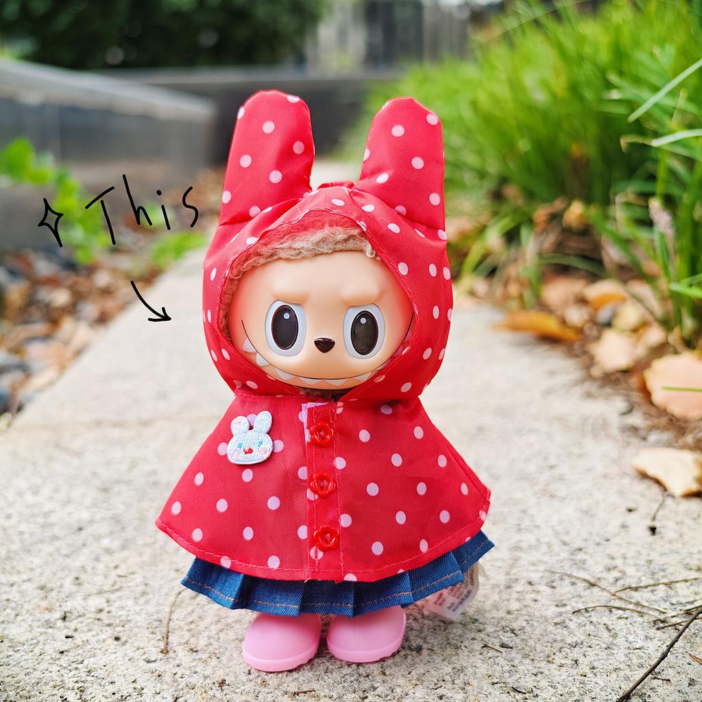 Only Clothes for V1 V2 V3 Labubu Clothes Raincoat Colorful Polka Dot Waterproof Suit Set Raincoat Suit Set Children's Gift