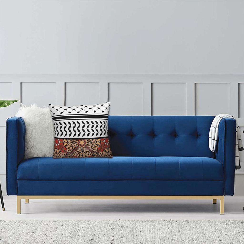 Palestinian Keffiyeh And Arabic Lithograph Pillow Cover Pillow Case For Car Home Decorative Cushion Cover Square Pillowcases