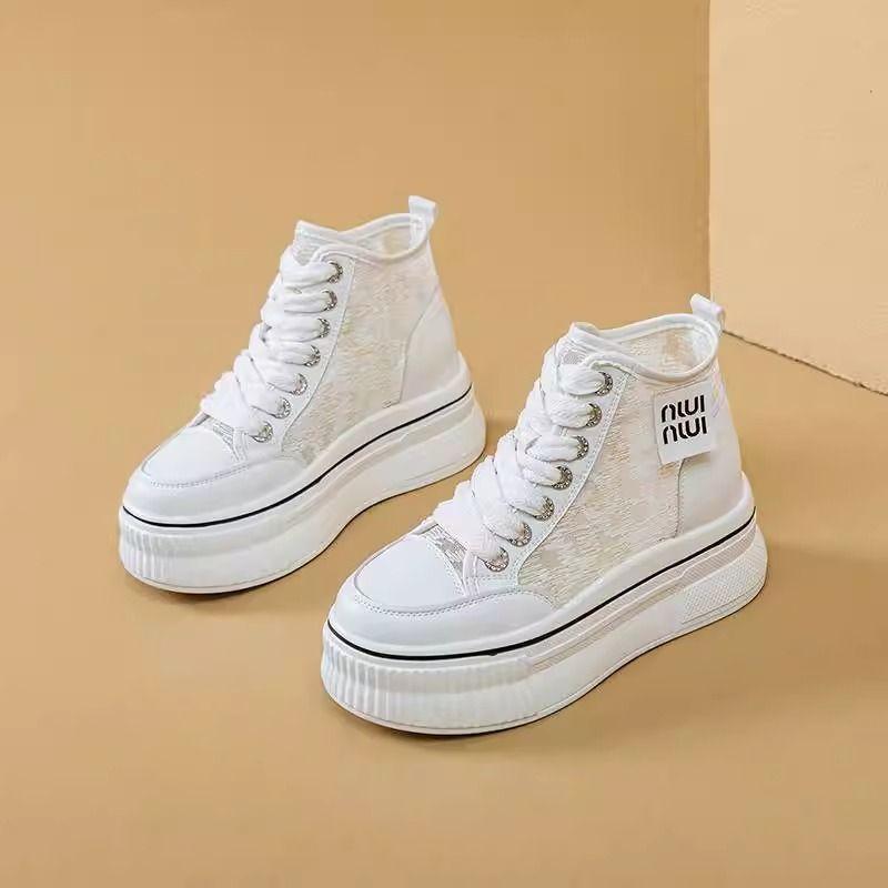 Footwear 2024 High Top Women's Shoes Mesh Breathable Platform Black Female New 39 Fashion A Shoe Spring Urban Autumn Y2k Trends