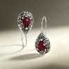 925 Sterling Silver Earrings For Women Trendy Geometric Retro Red Stone Earring Jewelry Prevent Allergy Party Gift Accessories