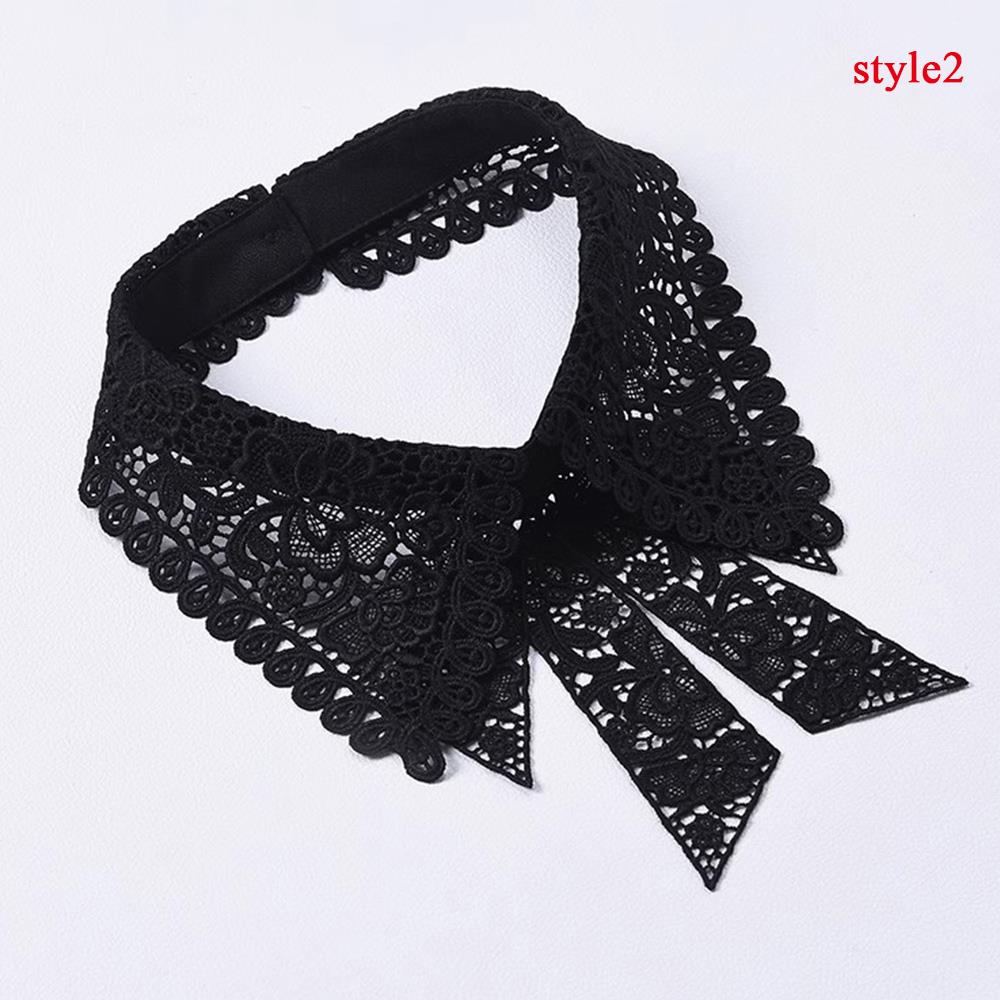 Pół koszuli Klapa Szal Odpinany Dekolt Haftowany Dekor DIY Fałszywy Kołnierzyk Koronkowy Kwiatowy Sztuczny Kołnierzyk Stylowy Damski Kołnierzyk