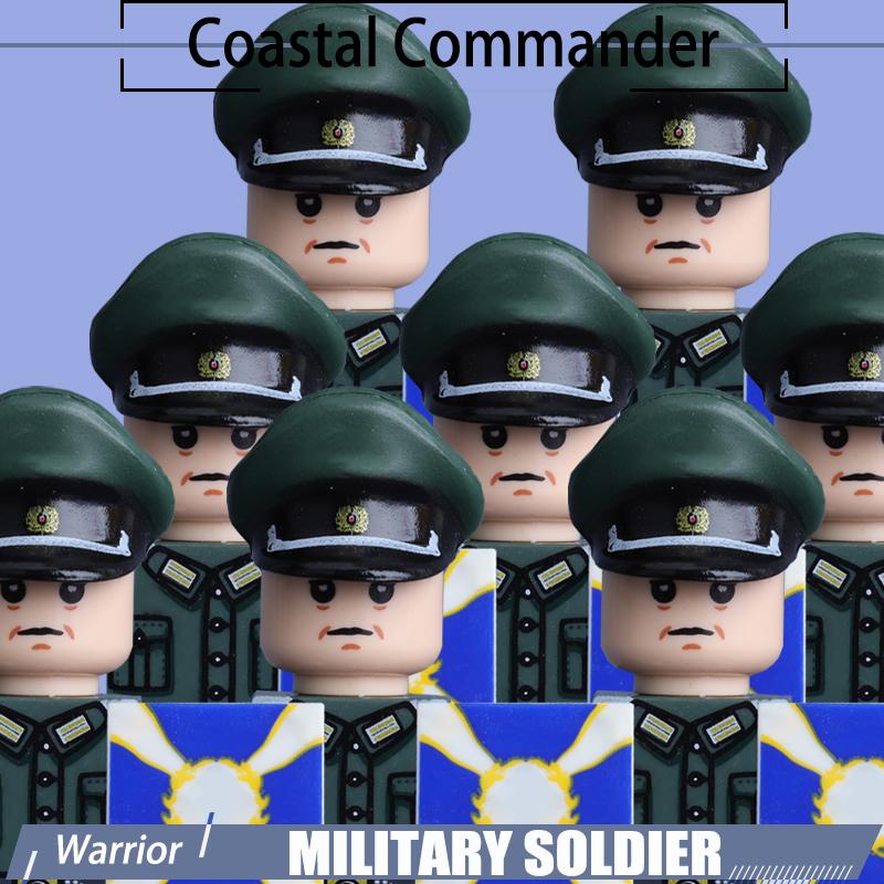 WW2 Naval Shore Troops Soldier Figure Building Blocks Army Officer Warrior Cap Helmet Flag Accessories Military Bricks Toys Boys