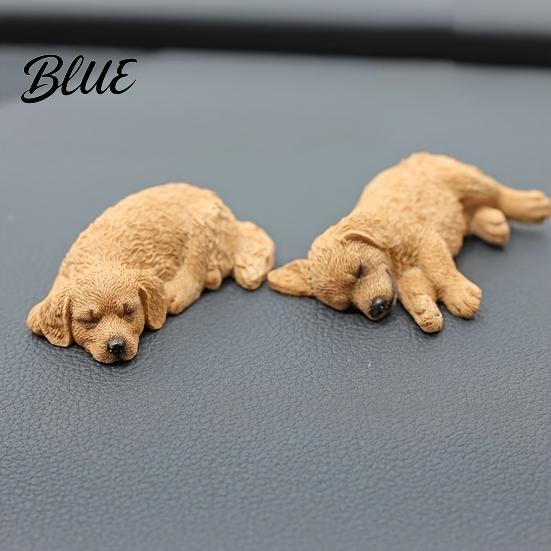 Exquisite Animal Sculpture for Car 2Pcs Sleeping Resin Dog Figurine Cute Puppy Dashboard Decor Mini Home Women Calming Statue Desk Gift Lovers