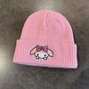 Korean Cute Embroidered Kitty Cat Knit Beanie - Warm Autumn/Winter Wool Hat with Ear Protection for Women, Large Head Circumference.