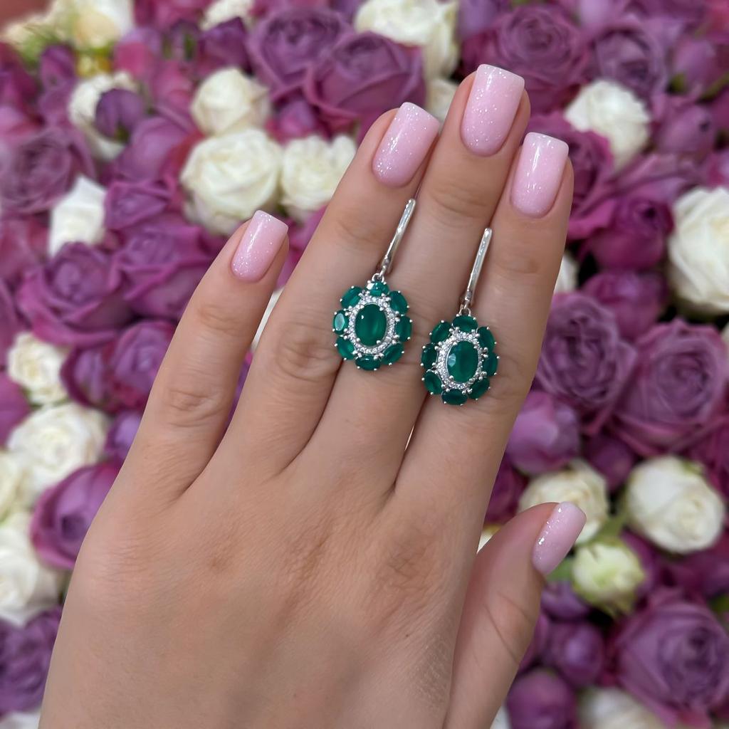 Серебряные серьги с натуральным агатом 5.765ct (2170938)